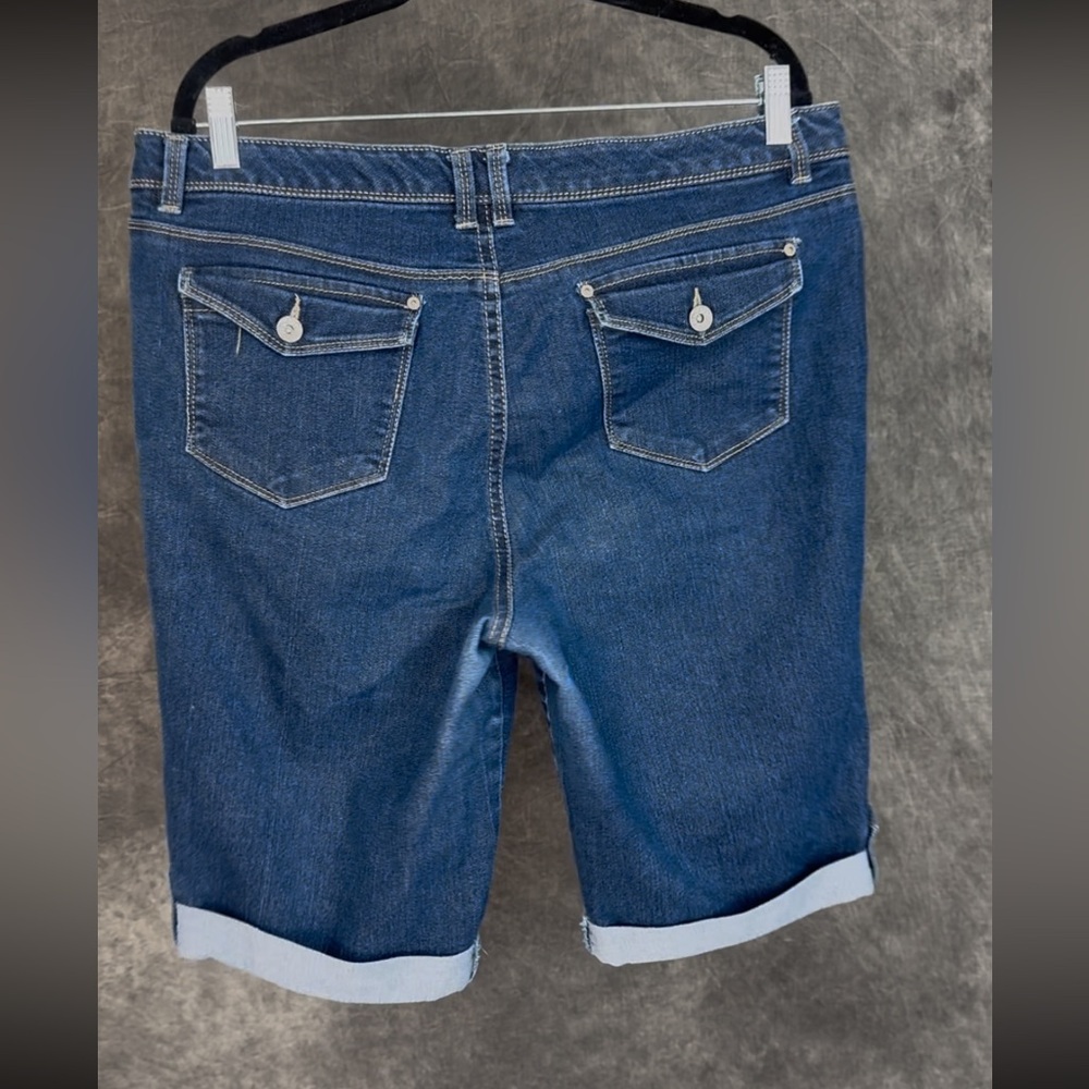 Classic Dark Blue Denim Bermuda Shorts - Women's - Picture 4 of 8